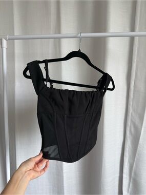 Black Corset-Style Tank Top